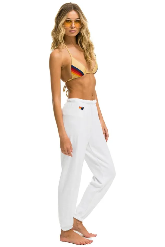 Women Sweatpants Aviator Nation 5 Stripe Sweatpants 8211 White 2
