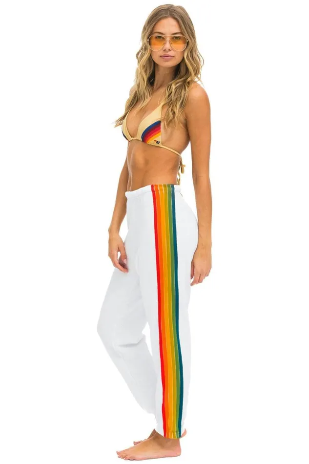 Women Sweatpants Aviator Nation 6 Stripe Sweatpants 8211 White Serape