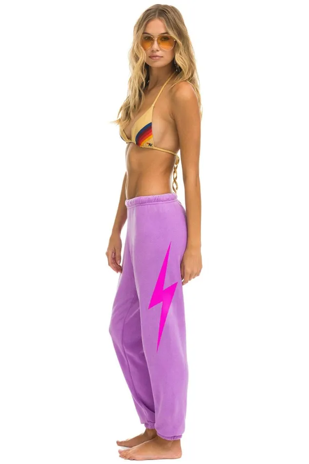 Women Sweatpants Aviator Nation Bolt Sweatpants 8211 Neon Purple Neon Pink