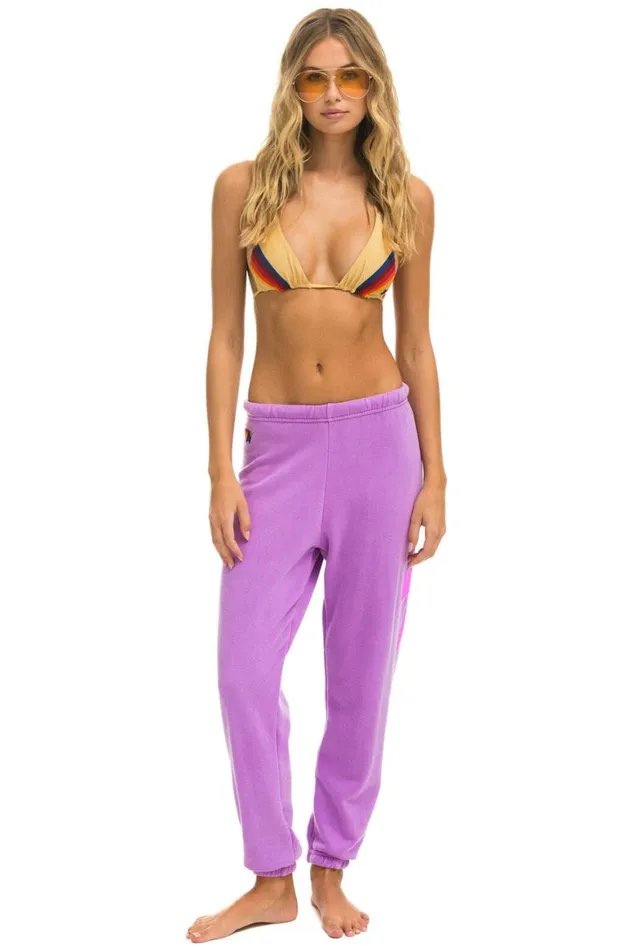 Women Sweatpants Aviator Nation Bolt Sweatpants 8211 Neon Purple Neon Pink
