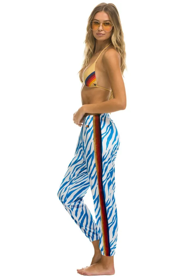 Women Sweatpants Aviator Nation Classic Velvet Sweatpants 8211 Blue Tiger