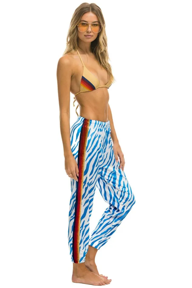 Women Sweatpants Aviator Nation Classic Velvet Sweatpants 8211 Blue Tiger