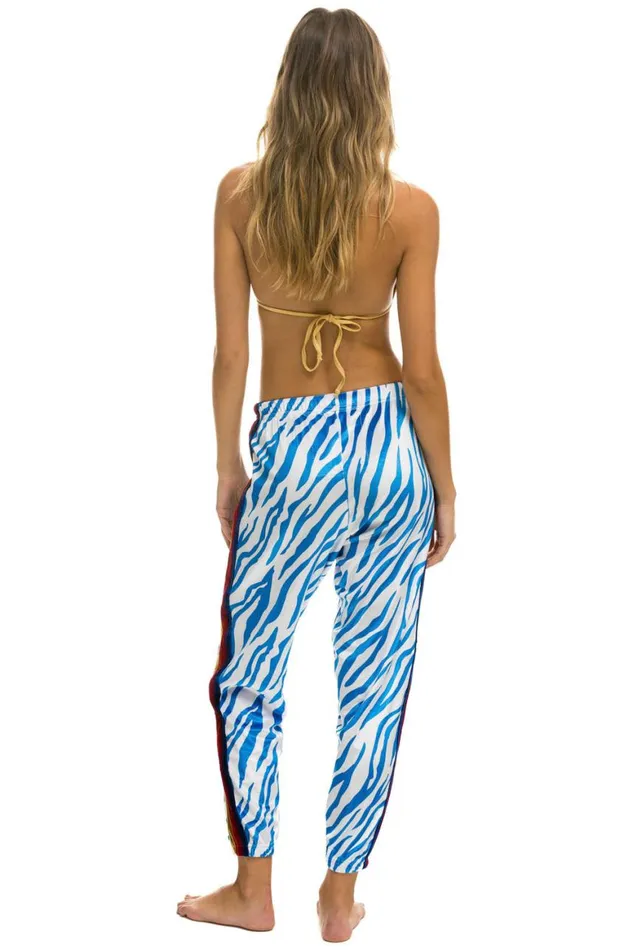 Women Sweatpants Aviator Nation Classic Velvet Sweatpants 8211 Blue Tiger