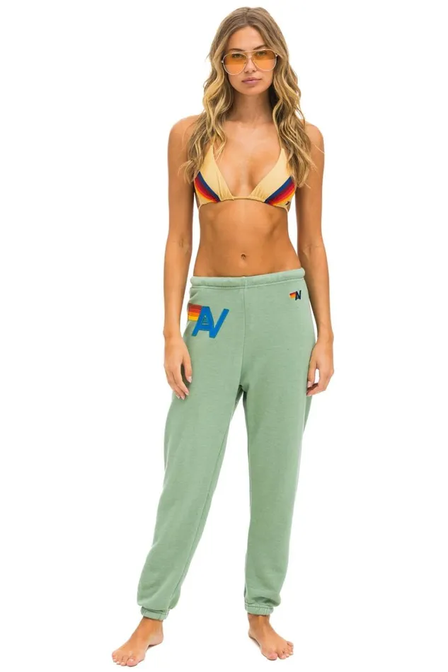Women Sweatpants Aviator Nation Logo Stitch Sweatpants 8211 Sage