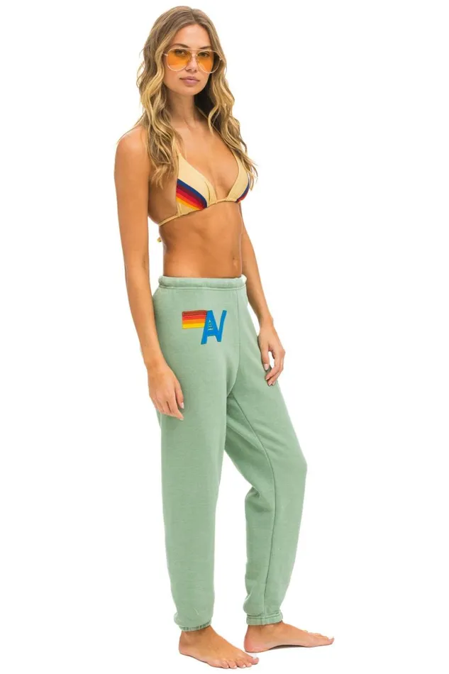 Women Sweatpants Aviator Nation Logo Stitch Sweatpants 8211 Sage