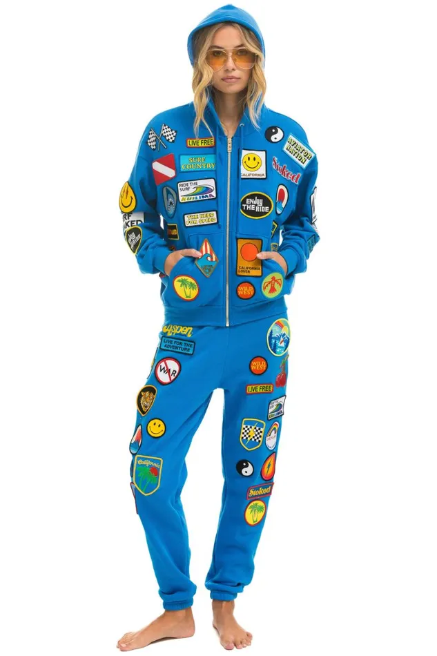 Women Sweatpants Aviator Nation Vintage Patch Sweatpants 8211 Ocean