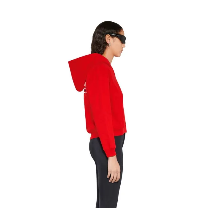 Women Sweatshirts and Hoodies Balenciaga Political Campaign Shrunk Zipup Hoodie Small Fit In Red
