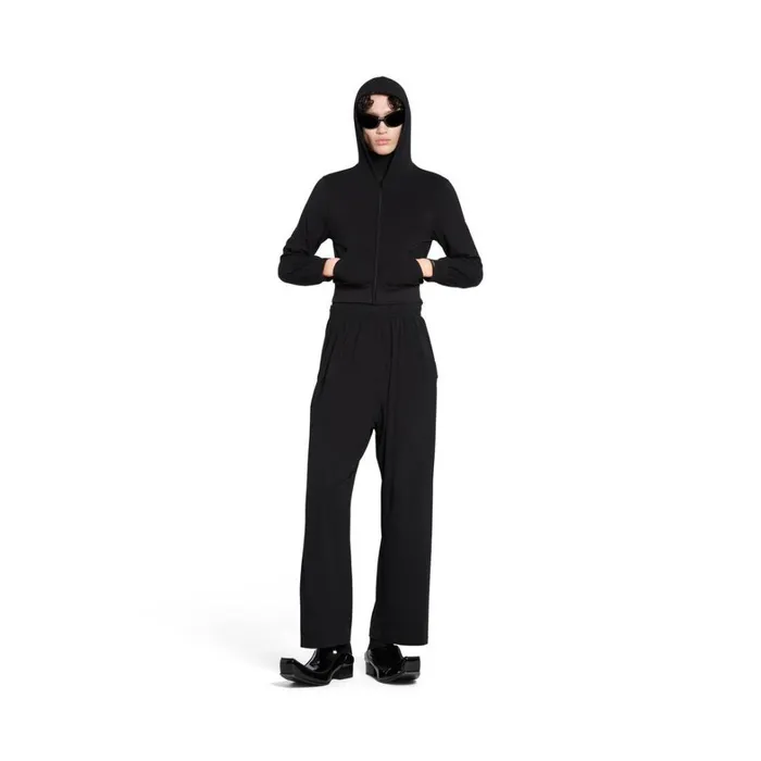 Women Sweatshirts and Hoodies Balenciaga Zipup Hoodie Fitted In Black