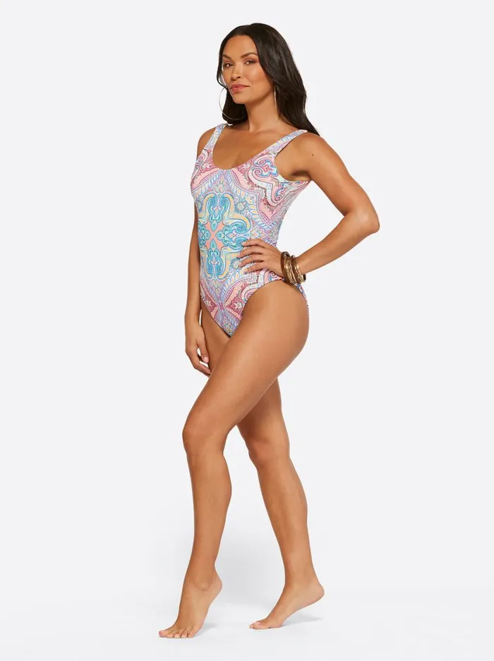 Women Swim Jessica Simpson Carnival In Rio Reversible One Piece In Cool Multi