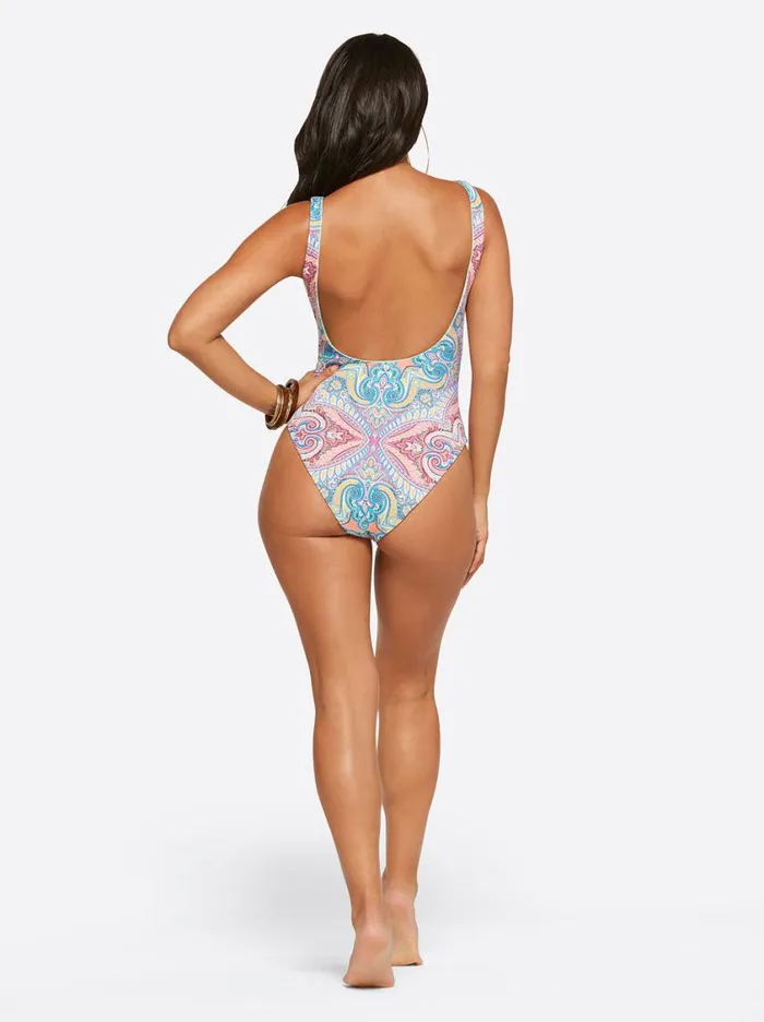 Women Swim Jessica Simpson Carnival In Rio Reversible One Piece In Cool Multi