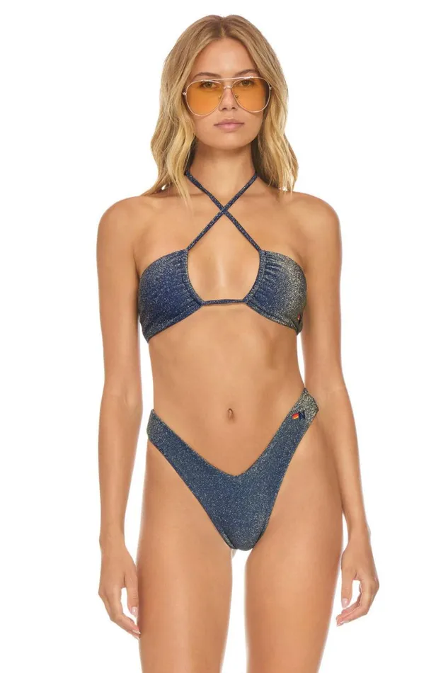 Women Swim Tops Aviator Nation Sparkle St Tropez Bandeau Halter Bikini Top 8211 Navy Women Swim Tops Aviator Nation Sparkle St Tropez Bandeau Halter Bikini Top 8211 Navy