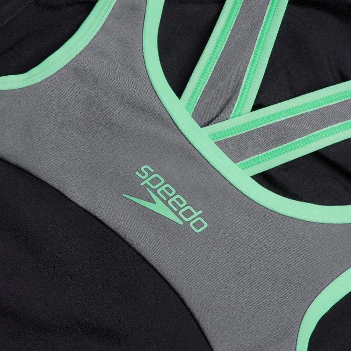 Women Swimming Costumes Speedo Women039s High Neck Splice Cross Back Swimsuit BlackGrey Women Swimming Costumes Speedo Women039s High Neck Splice Cross Back Swimsuit BlackGrey