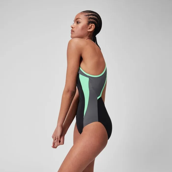 Women Swimming Costumes Speedo Women039s High Neck Splice Cross Back Swimsuit BlackGrey Women Swimming Costumes Speedo Women039s High Neck Splice Cross Back Swimsuit BlackGrey