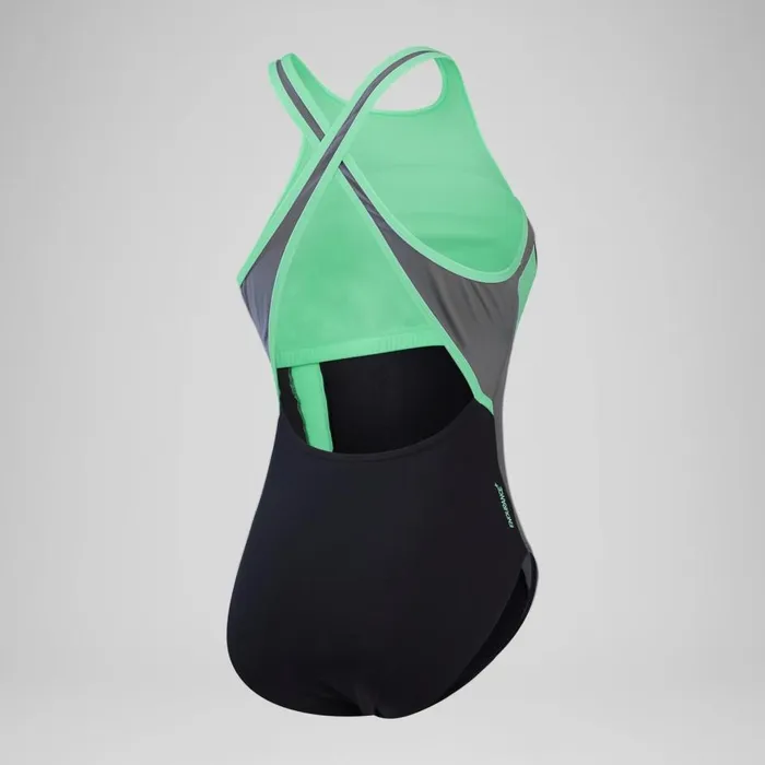 Women Swimming Costumes Speedo Women039s High Neck Splice Cross Back Swimsuit BlackGrey Women Swimming Costumes Speedo Women039s High Neck Splice Cross Back Swimsuit BlackGrey