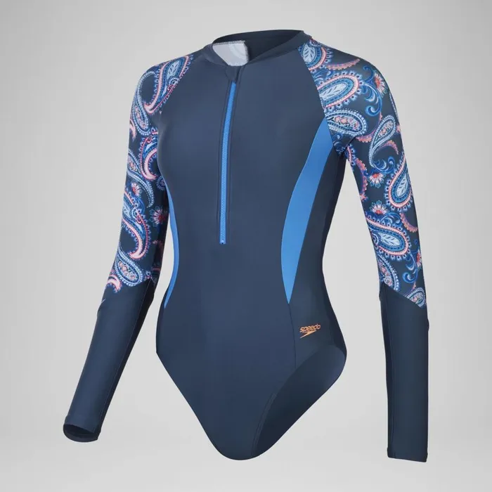 Women Swimming Costumes Speedo Women039s Long Sleeve Swimsuit Navy