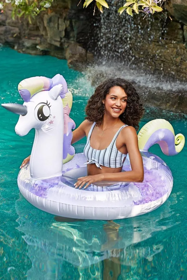 Women Swimming Rings Cupshe Glitter Unicorn Swimming Float Ring Multicolor
