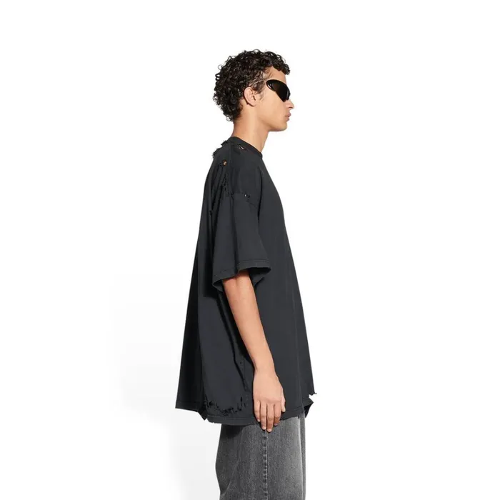 Women Tshirts Balenciaga 3b Sports Icon Repaired Tshirt Oversized In Black