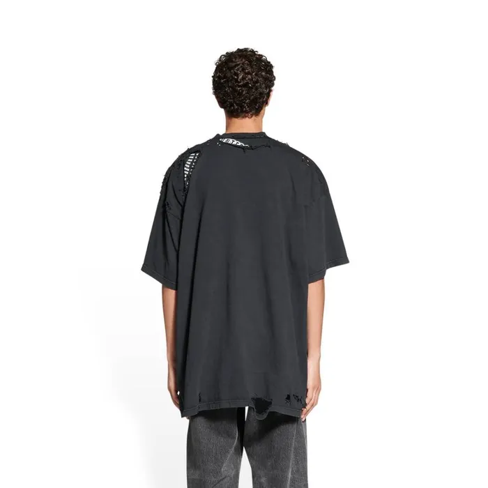 Women Tshirts Balenciaga 3b Sports Icon Repaired Tshirt Oversized In Black