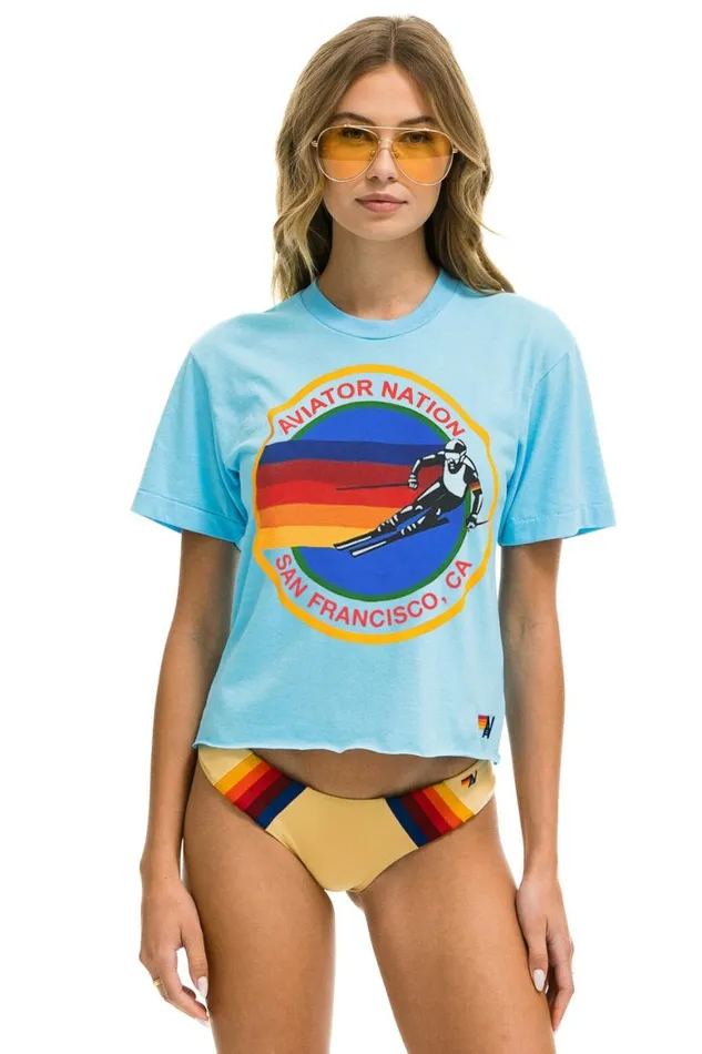 Women Tees Aviator Nation San Francisco Boyfriend Tee 8211 Sky