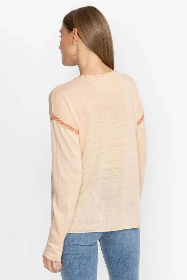Women THE WHIPSTITCH VNECK PULLOVER Off White Johnny Was Tops
