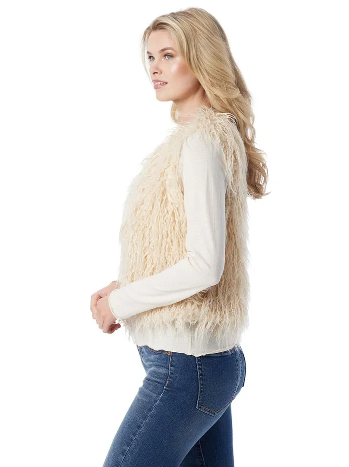Women Tops and Tees Jessica Simpson Fur Vest In Gardenia