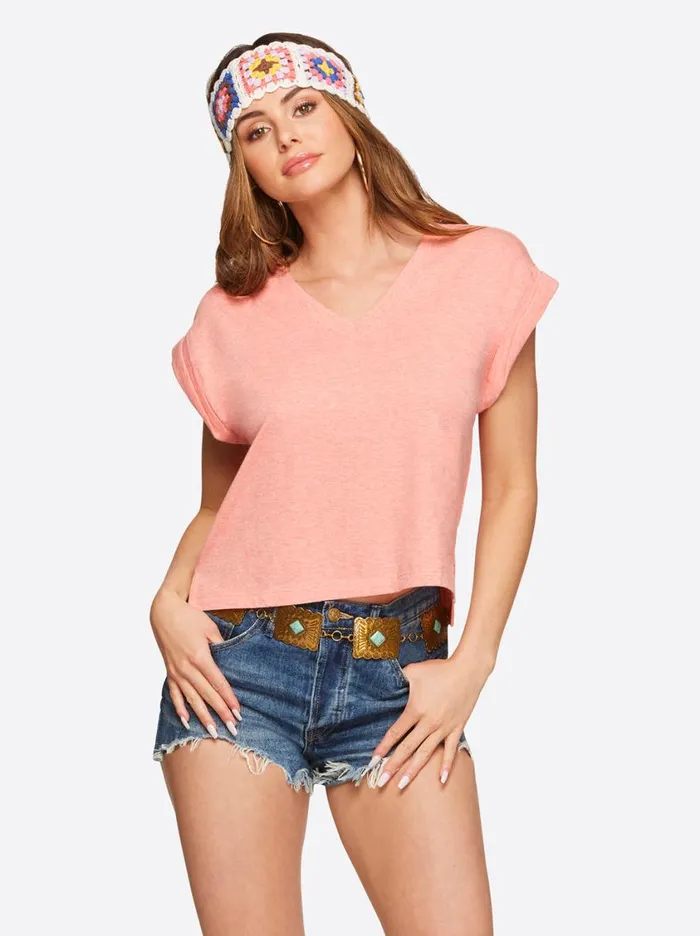 Women Tops and Tees Jessica Simpson Hester Crop Tee In Shell Pink