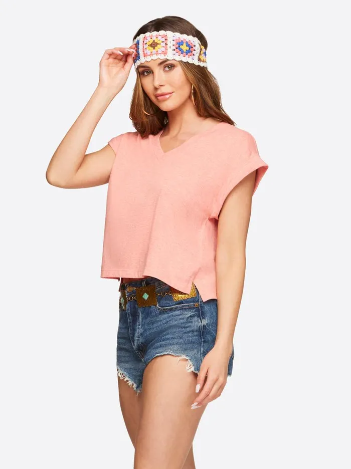 Women Tops and Tees Jessica Simpson Hester Crop Tee In Shell Pink