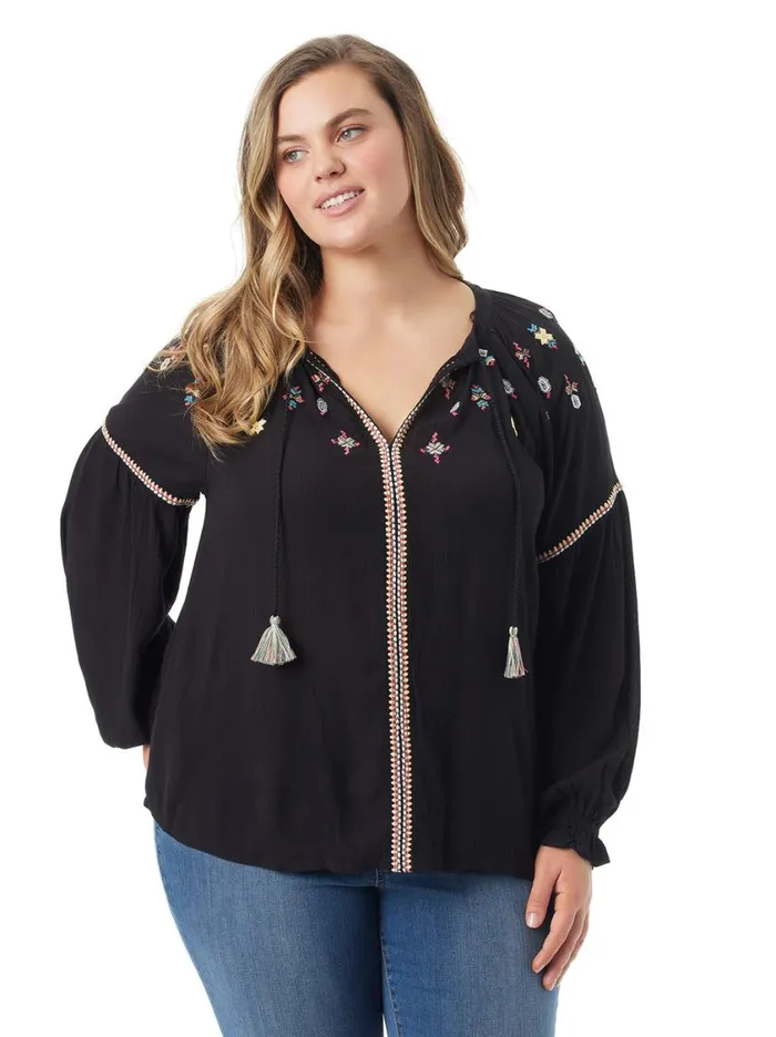 Women Tops and Tees Jessica Simpson Lissy Embellished Top In Black