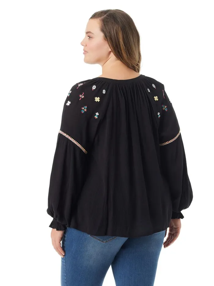 Women Tops and Tees Jessica Simpson Lissy Embellished Top In Black