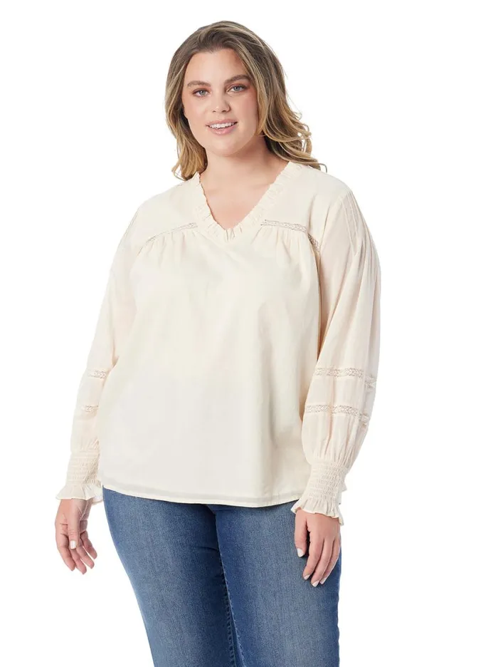 Women Tops and Tees Jessica Simpson Milla Ruffle Top In Parchment