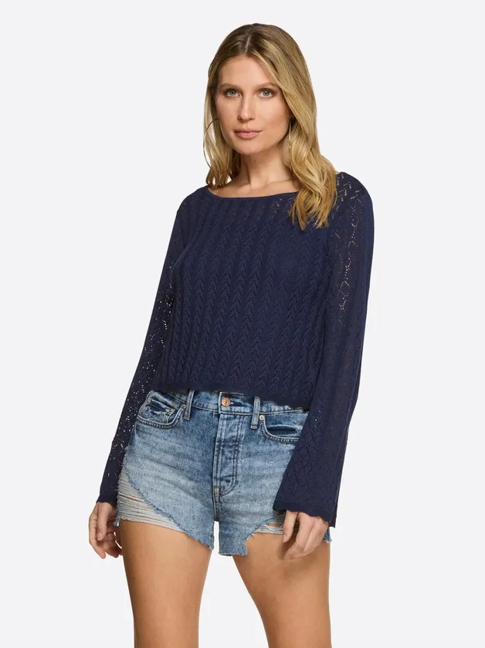 Women Tops and Tees Jessica Simpson Taytum Sweater In Ocean Cavern