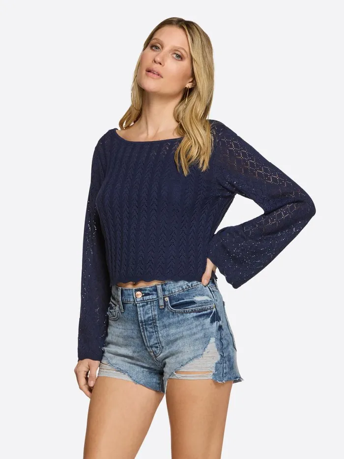Women Tops and Tees Jessica Simpson Taytum Sweater In Ocean Cavern