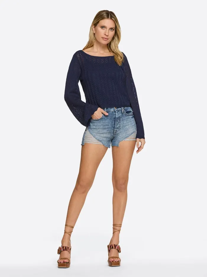 Women Tops and Tees Jessica Simpson Taytum Sweater In Ocean Cavern