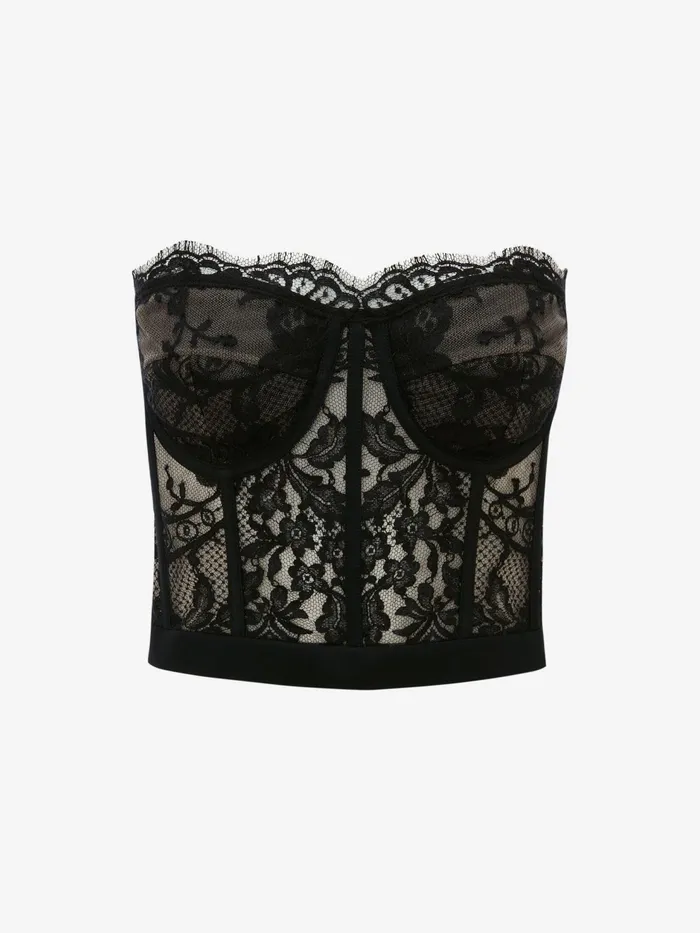 Women Tops And Shirts Alexander McQueen Lace Corset Black