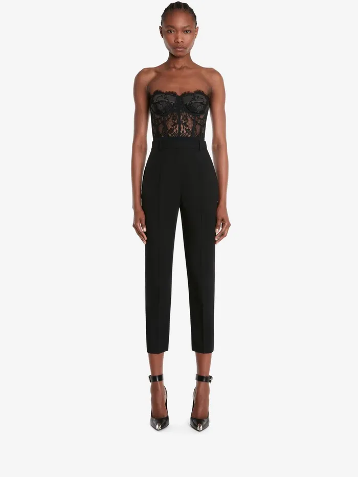 Women Tops And Shirts Alexander McQueen Lace Corset Black