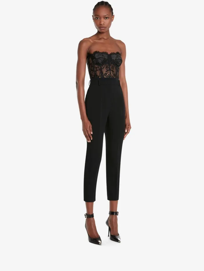 Women Tops And Shirts Alexander McQueen Lace Corset Black