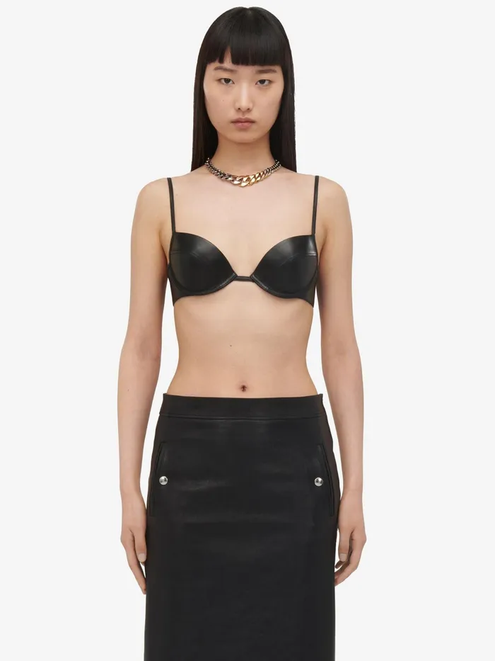 Women Tops And Shirts Alexander McQueen Leather Bra Black