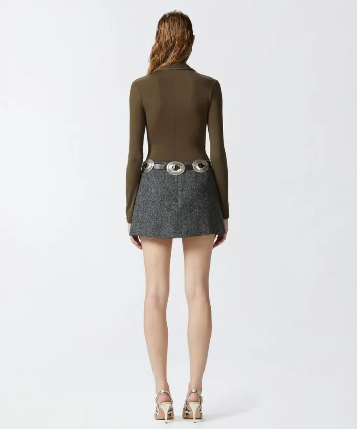 Women Topwear Pinko Longsleeved Polo Bodysuit In Modal Jersey Beech Green Women Topwear Pinko Longsleeved Polo Bodysuit In Modal Jersey Beech Green