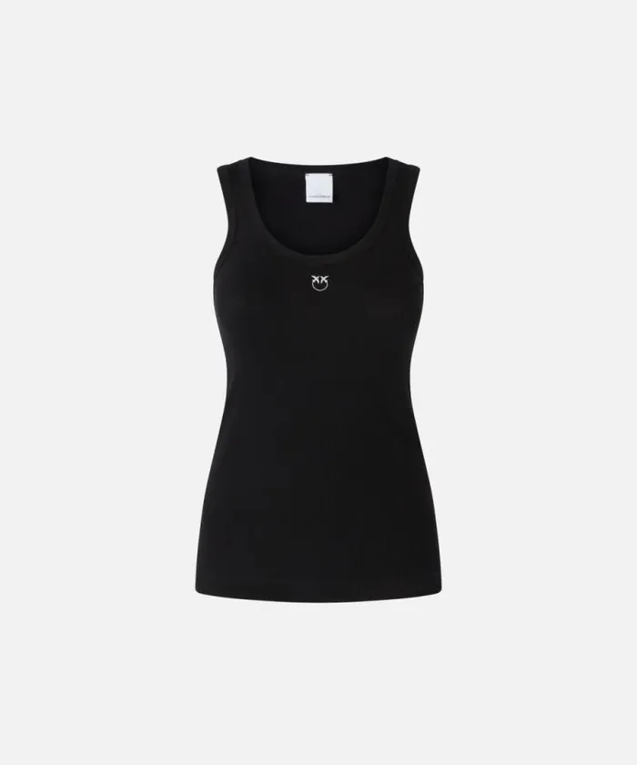 Women Topwear Pinko Ribbed Vest Top With Birds Logo Limo Black