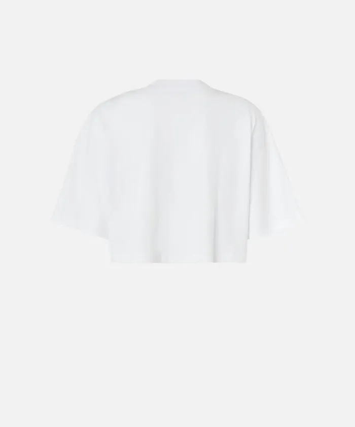 Women Topwear Pinko Tshirt Cropped Con Logo Ricamato Bright White Women Topwear Pinko Tshirt Cropped Con Logo Ricamato Bright White