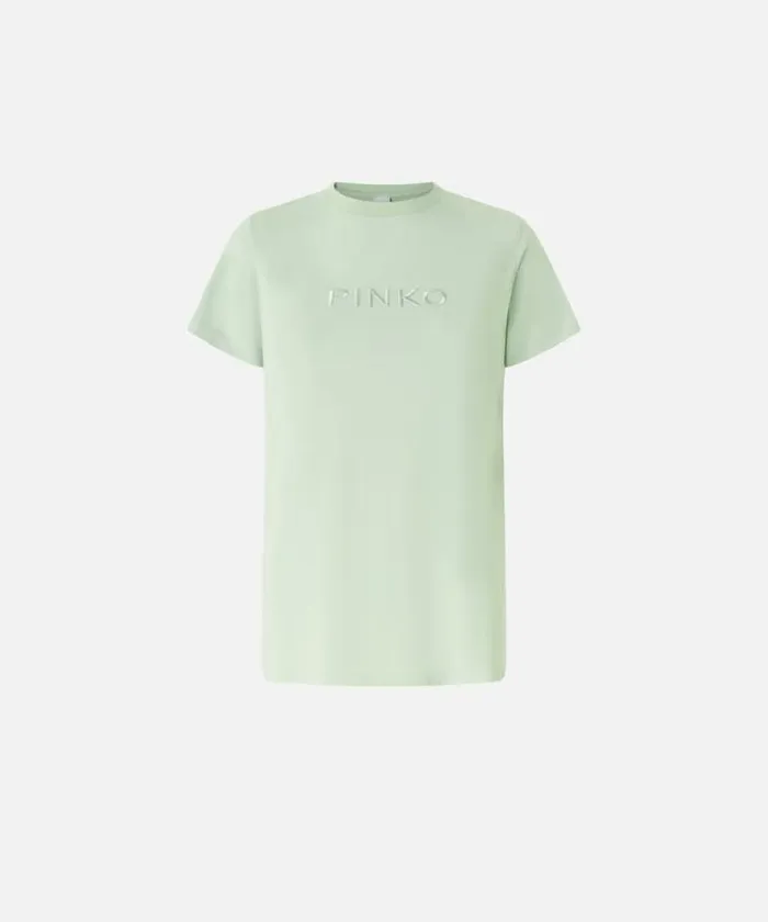 Women Topwear Pinko Tshirt Embroidered Logo Effect Mist Women Topwear Pinko Tshirt Embroidered Logo Effect Mist