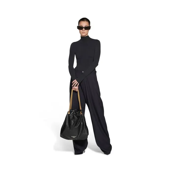 Women Tote Bags Balenciaga Crush Medium Tote Bag In Black