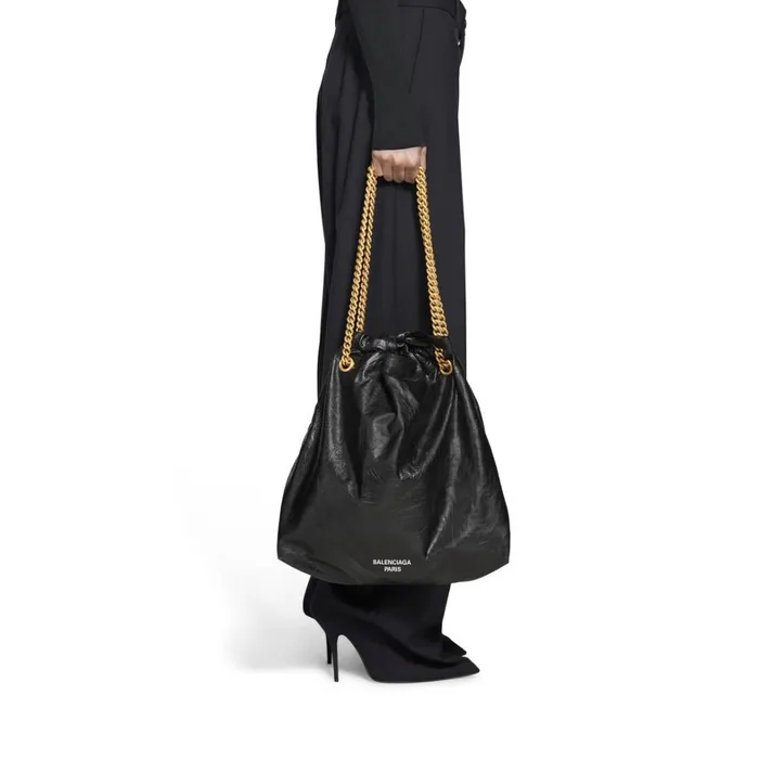 Women Tote Bags Balenciaga Crush Medium Tote Bag In Black