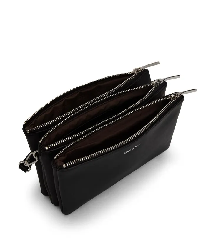 Women Triplet Vegan Crossbody Bag 8211 Loom Blackr Matt and Nat Crossbody