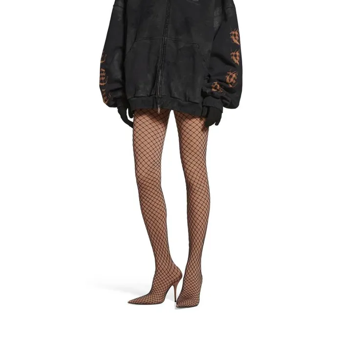 Women Trousers Balenciaga Knife Fishnet Pantaleggings In Nude