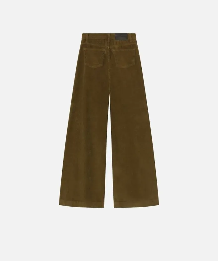 Women Trousers Pinko Corduroy Palazzo Trousers Dark Olive Green Women Trousers Pinko Corduroy Palazzo Trousers Dark Olive Green