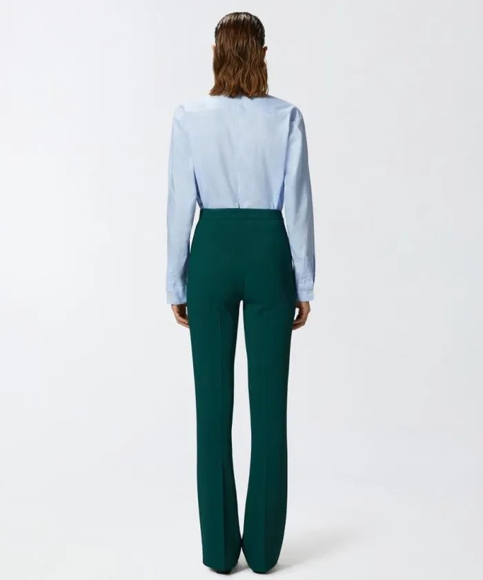 Women Trousers Pinko Highwaist Trousers In Technical Cady Dark Bottle Green Women Trousers Pinko Highwaist Trousers In Technical Cady Dark Bottle Green