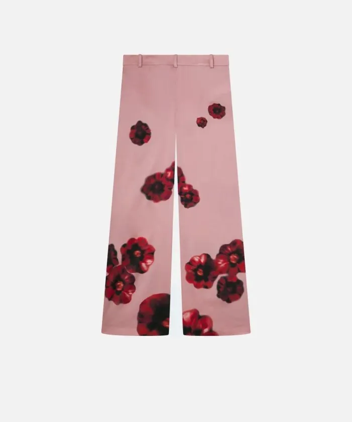 Women Trousers Pinko Satin Trousers With Floral Print Pinkred Women Trousers Pinko Satin Trousers With Floral Print Pinkred