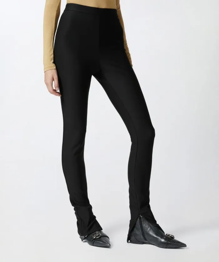 Women Trousers Pinko Slimfit Stretch Trousers With Zipped Leg Hems Limo Black