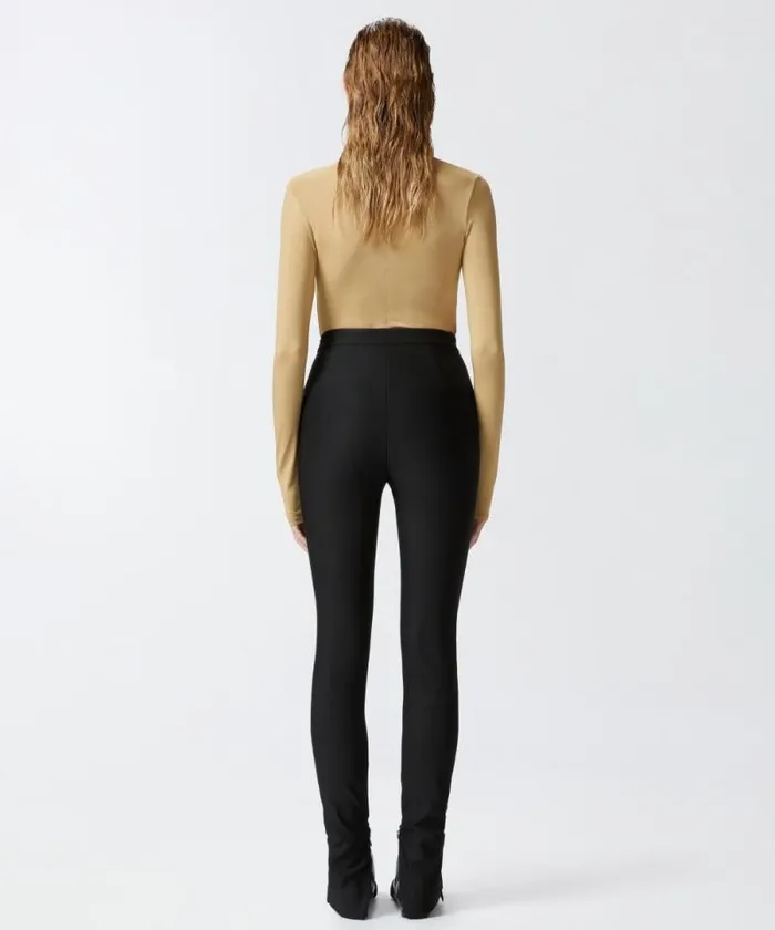 Women Trousers Pinko Slimfit Stretch Trousers With Zipped Leg Hems Limo Black